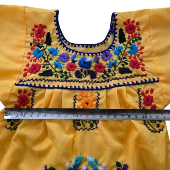 Mexican Dress Marigold Yellow SZ 0-3M Puebla Gown Traje De Fiesta - Picture 4 of 5